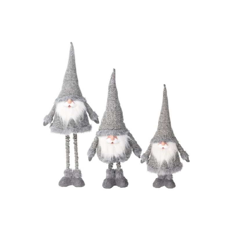 SANTA CLAUS ON TELESCOPIC LEGS 30X18X100CM SILVER