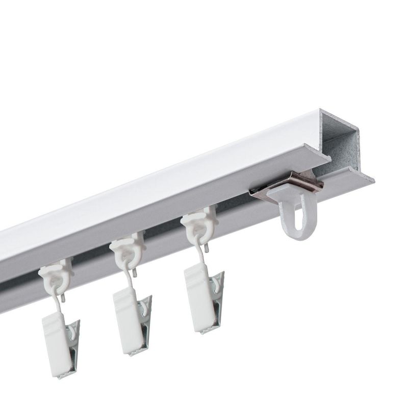 White Single Aluminium Ceiling Track MS ZERO 150 cm, Set with Clip Gliders KOWALSKI