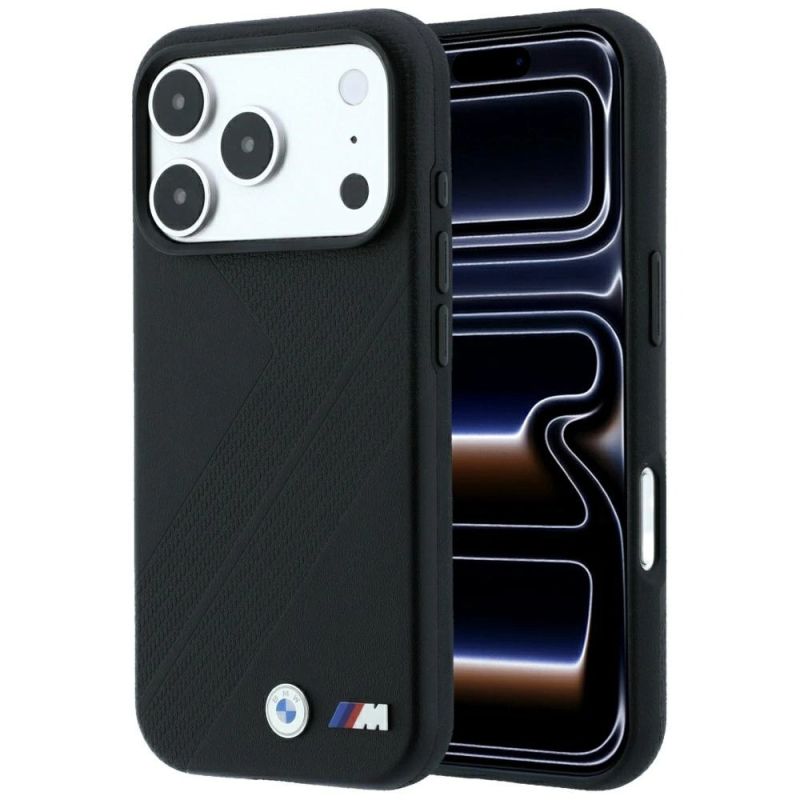 BMW M Tire Track Metal Logo MagSafe Case for iPhone 17 Pro / 18 Pro - Black