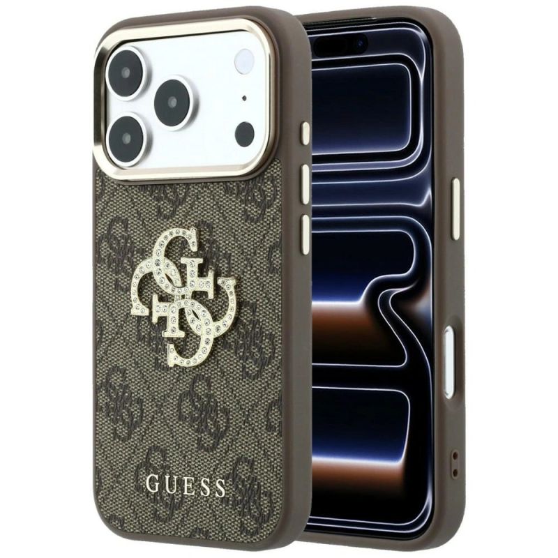 Guess 4G & Big Strass Logo Case for iPhone 18 Pro / 17 Pro - Brown