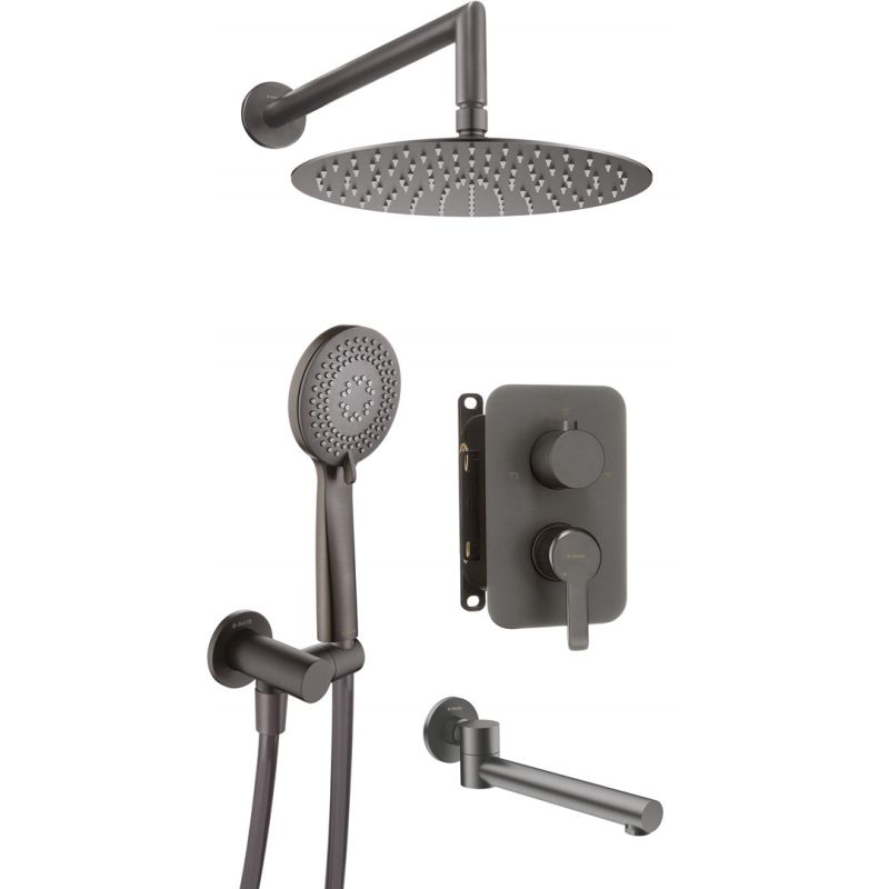 Concealed shower set with bathtub spout