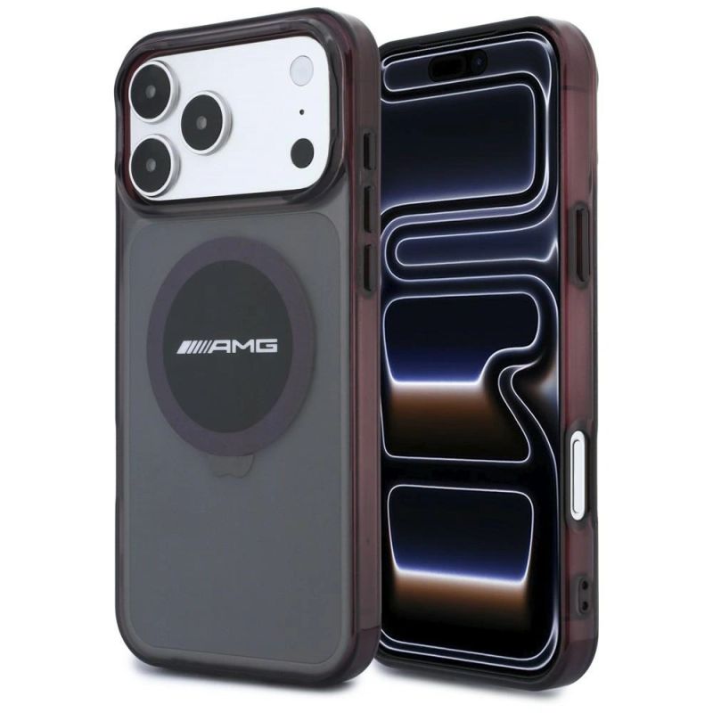 Mercedes AMG IML Transparent Bicolor Block MagSafe Case for iPhone 18 Pro Max / 17 Pro Max - Black and Burgundy