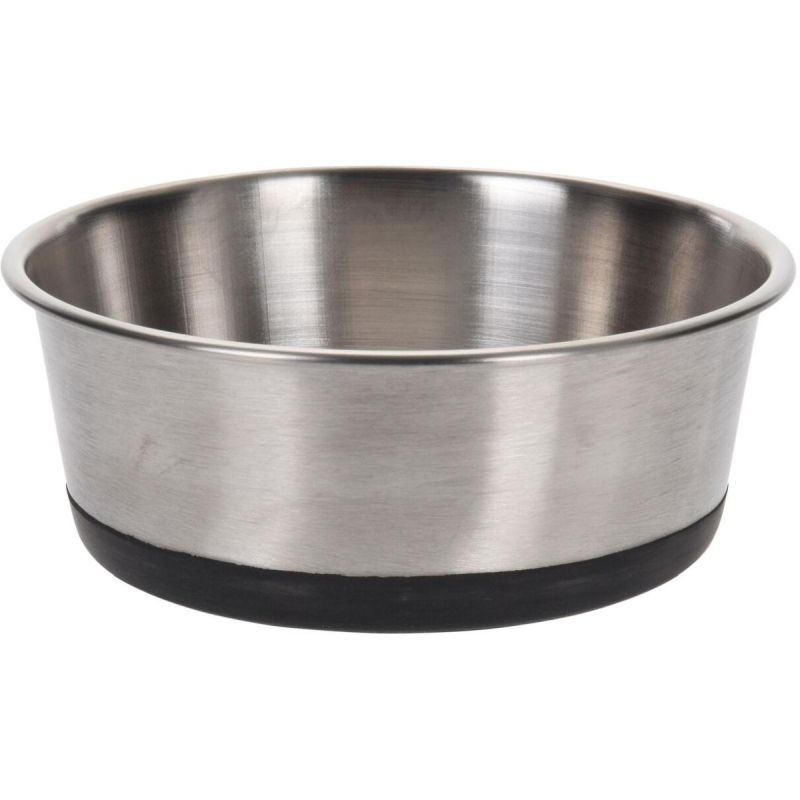 DOG AND CAT BOWL STAINLESS STEEL 17X6.5CM RUBBER BASE DOGS COLLECTION