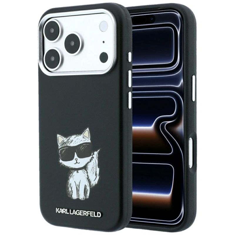 Karl Lagerfeld Smooth Choupette Sketch MagSafe Case for iPhone 18 Pro Max / 17 Pro Max - Black