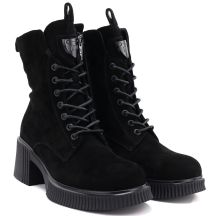 Vinceza Stivali leather ankle with block heel and platform, Vinceza