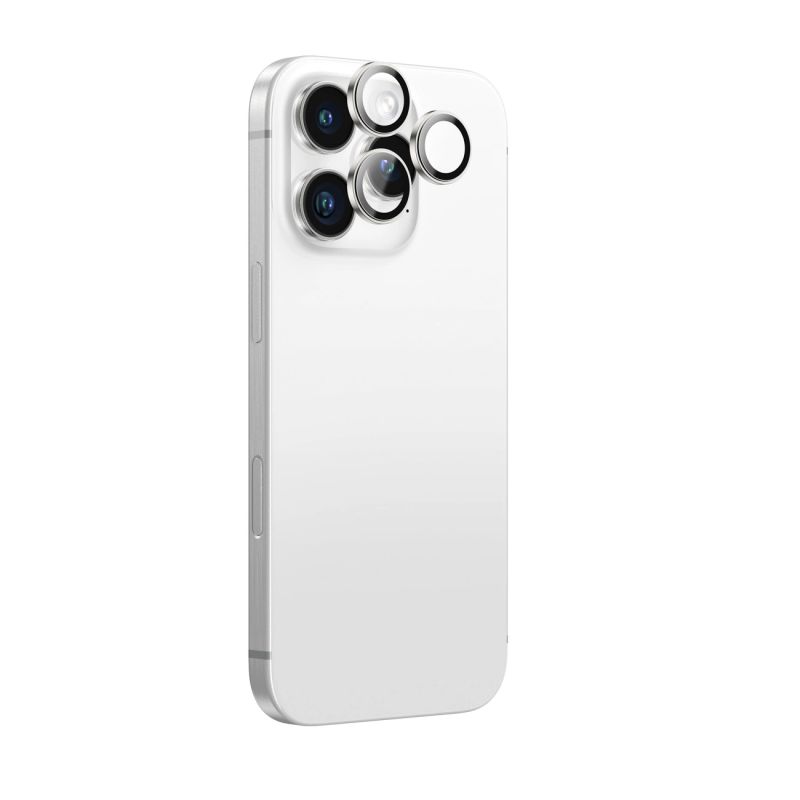 AmazingThing AR Aluminum 3 Lens Glass with Camera Lens Frame for iPhone 16 Pro / 16 Pro Max - Silver
