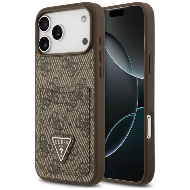 Guess 4G nauble Card Triangle Case for iPhone 18 Pro Max / 17 Pro Max – brown
