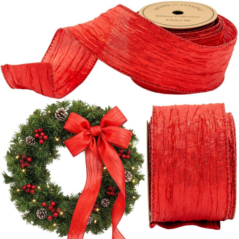 CRIMPED RIBBON 6.3CMx3M RED