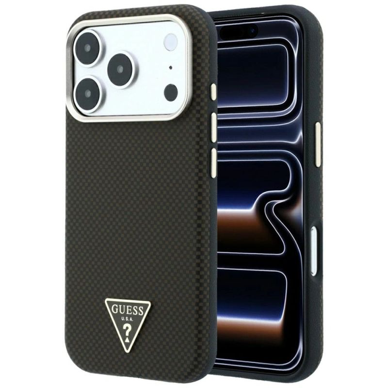 Guess Kevlar Triangle Logo MagSafe Case for iPhone 17 Pro / 18 Pro - Brown
