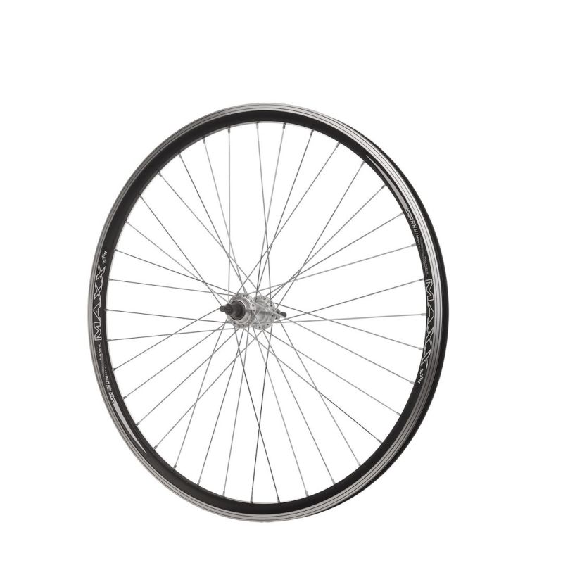 28" Rear Wheel, Freewheel, Cone, Rim Black/Hub Silver