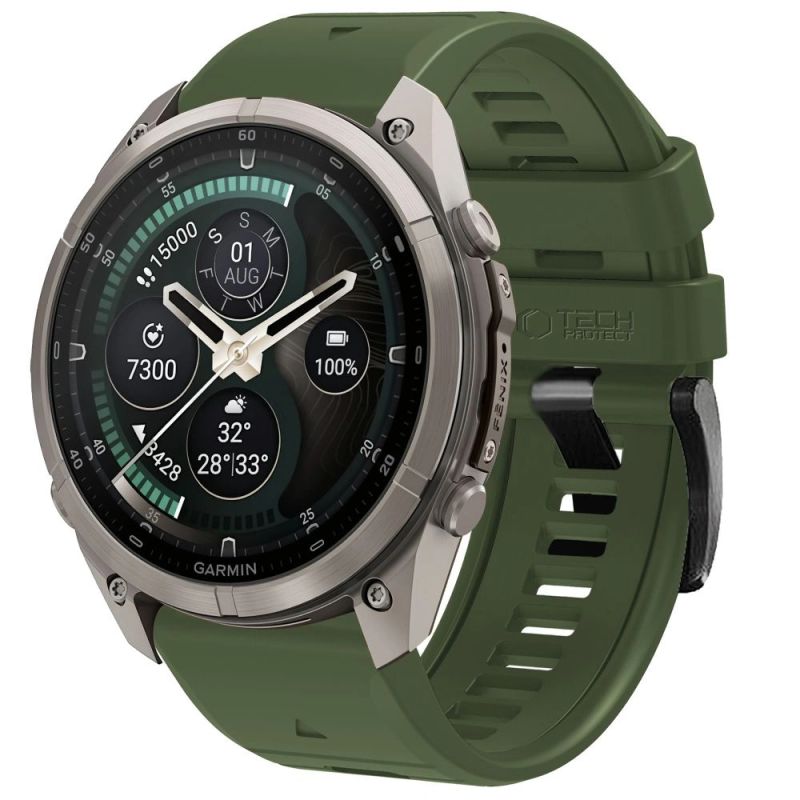 Tech-Protect Silicone Strap for Garmin Fenix 5 / 6 / 6 Pro / 7 / 8 / 8 Pro / E / 9 / 9 Pro (47 mm) – Green