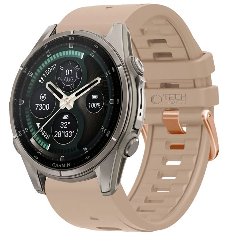 Tech-Protect Silicone Strap for Garmin Fenix 5S / 5S Plus / 6S / 6S Pro / 7S / 8 / 9 / 9 Pro (43 mm) – Beige
