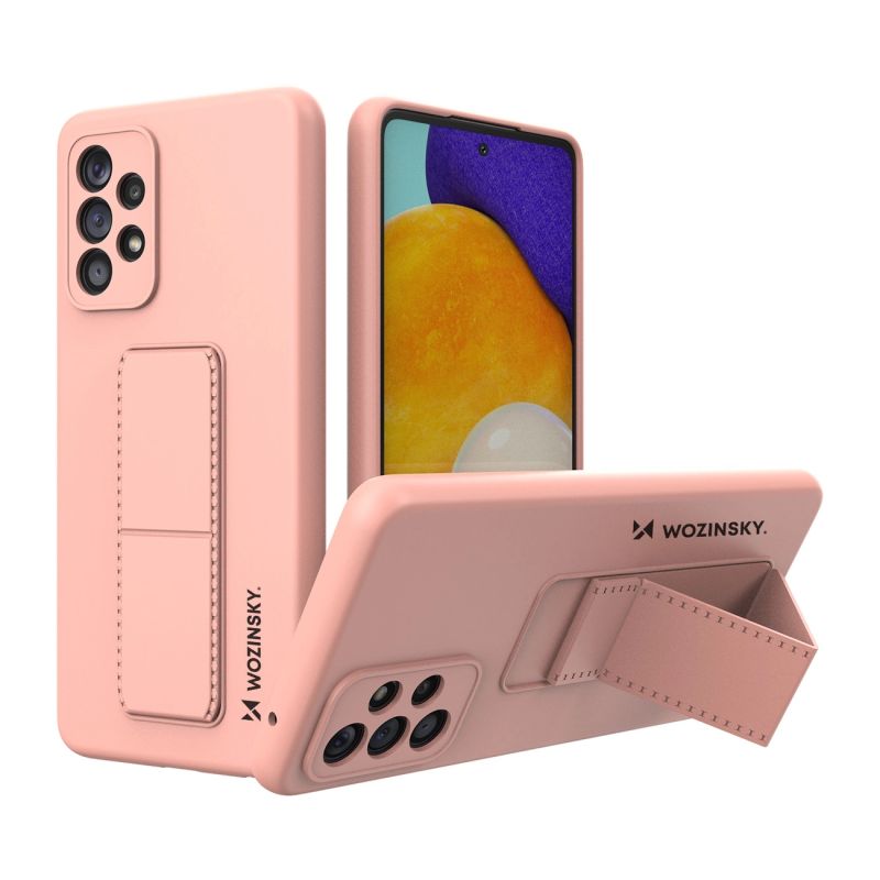 Wozinsky Kickstand Case silicone case with stand for Samsung Galaxy A73 pink
