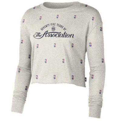 Nike Maglietta NBA Courtside Longsleeve Crop Birch Heather