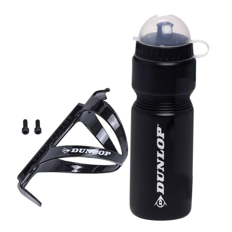 DUNLOP 750ML BICYCLE BOTTLE WITH CAGE BLACK