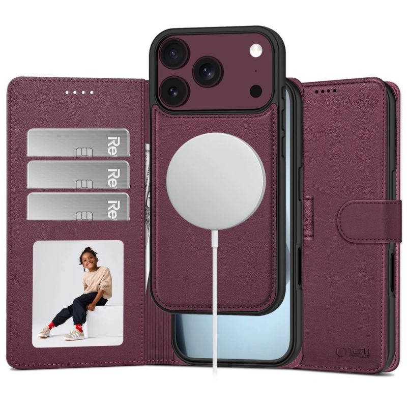 Tech-Protect Wallet MagSafe case for iPhone 17 Pro Max / 18 Pro Max - burgundy