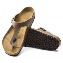 Birkenstock Infradito Gizeh Oiled Leather Tobacco Narrow