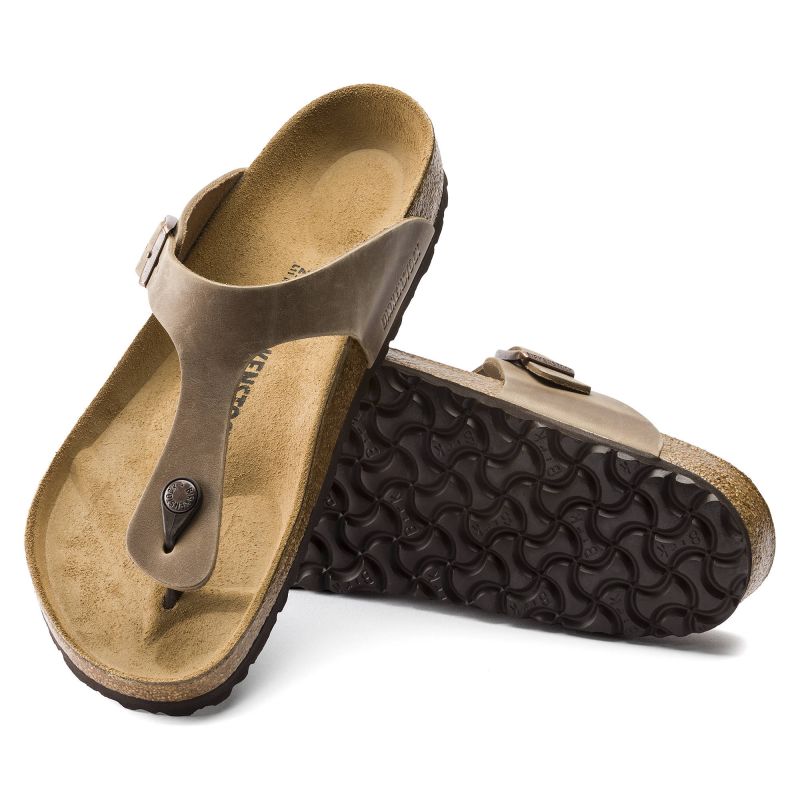 Birkenstock Infradito Gizeh Oiled Leather Tobacco Narrow