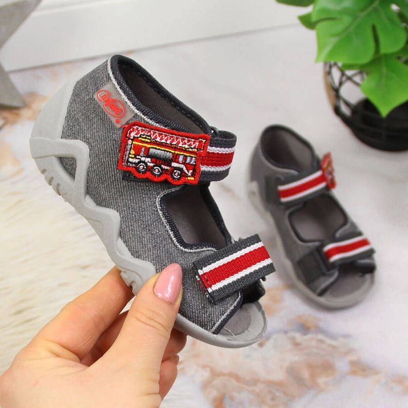 Gray Velcro gray slippers for ..