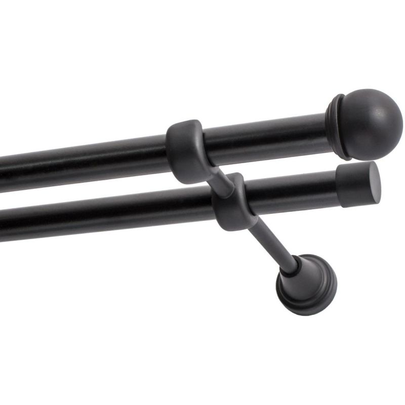 Double Curtain Rod Ø 19 mm Black 200 cm Ball Finial MAX KOWALSKI