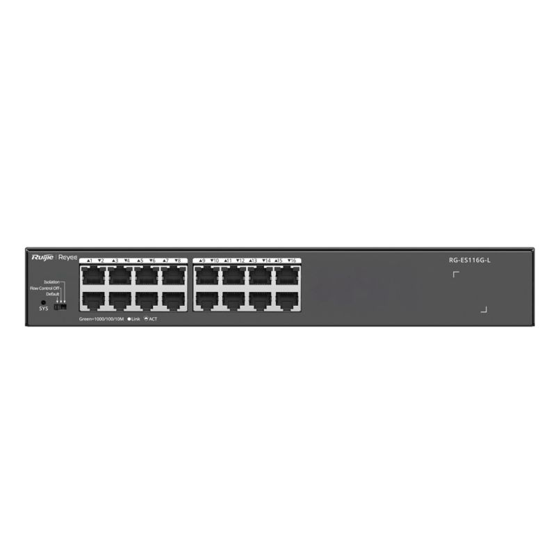 Ruijie Networks RG-ES116G-L Unmanaged Network Switch L2 Gigabit Ethernet (10/100/1000) Black