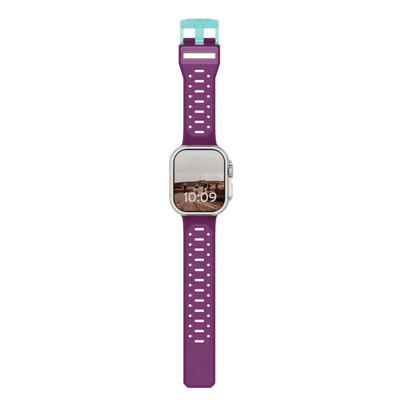 UAG Civilian – silicone strap for Apple Watch 44mm–49mm (Apple Watch 4–11, SE 1–3, Ultra 1–3) (deep purple synth / aqua)
