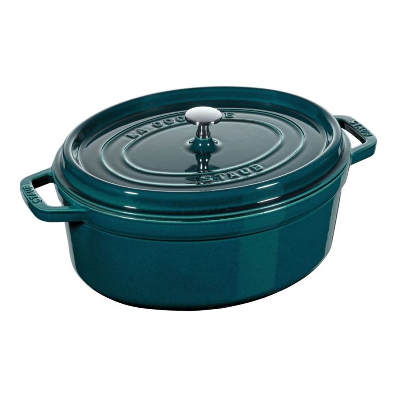 STAUB 40510-598-0 Oval Cast Iron Pot – Marine Blue, 5.5 ltr