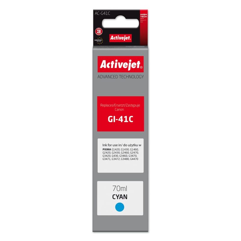 Activejet AC-G41C Ink Bottle (Canon GI-41C 4543C001 replacement; Supreme; 70 ml; blue)