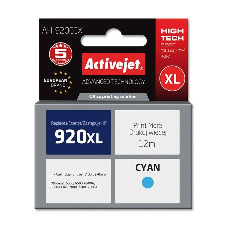 Activejet AH-920CCX Ink (replaces HP 920XL CD972AE; Premium; 12 ml; blue)