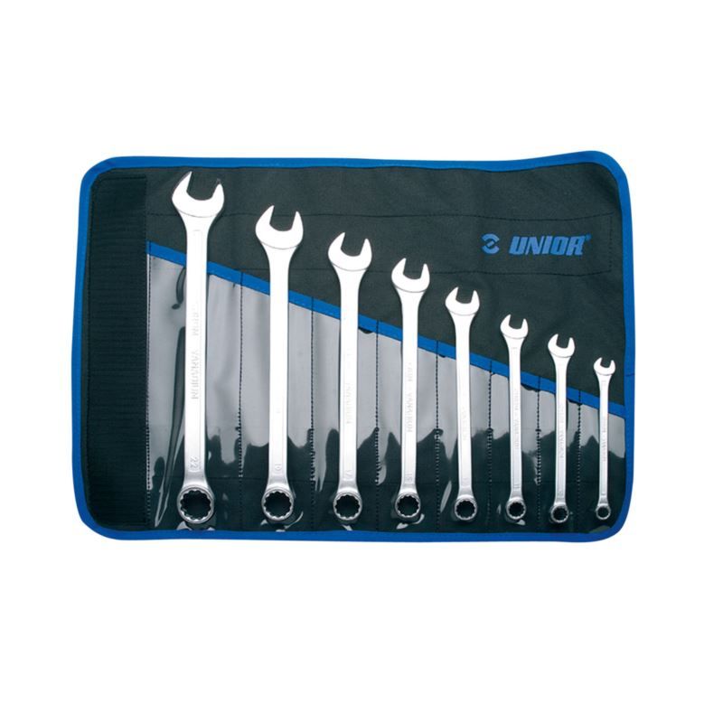 UNIOR Long combination wrench set 8–22, case