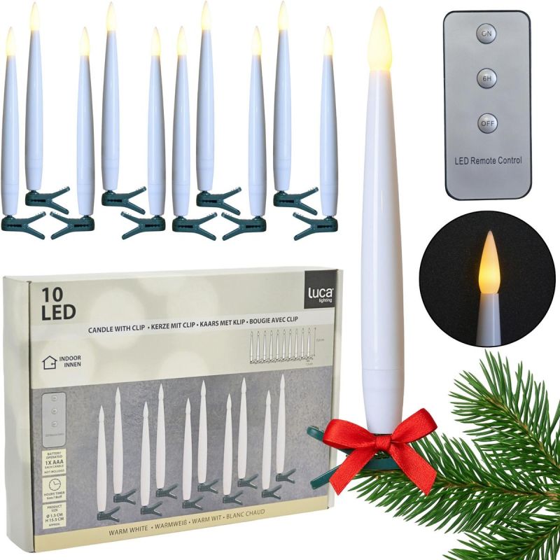 Luca Christmas Tree Candle Lights with Clips, 10 LED, Warm White