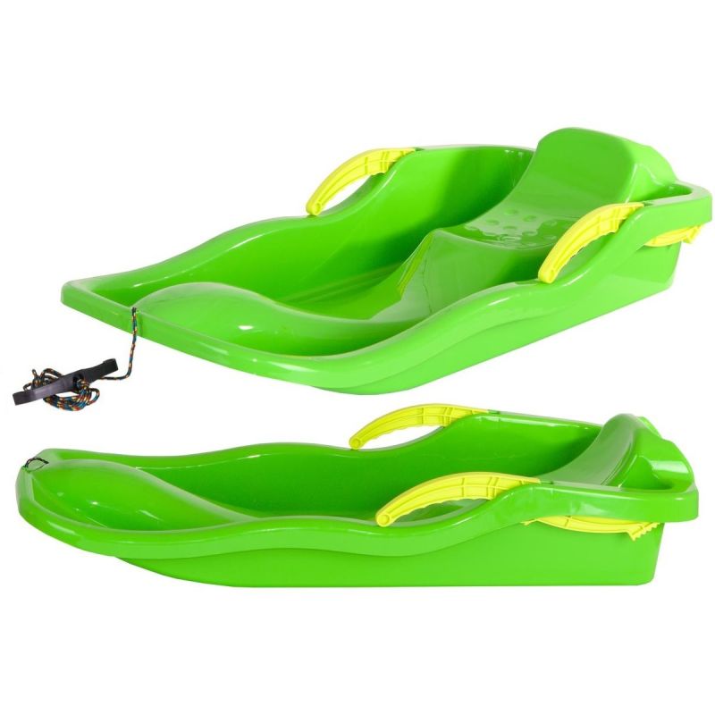 RACE Green Plastic Sled with Brakes