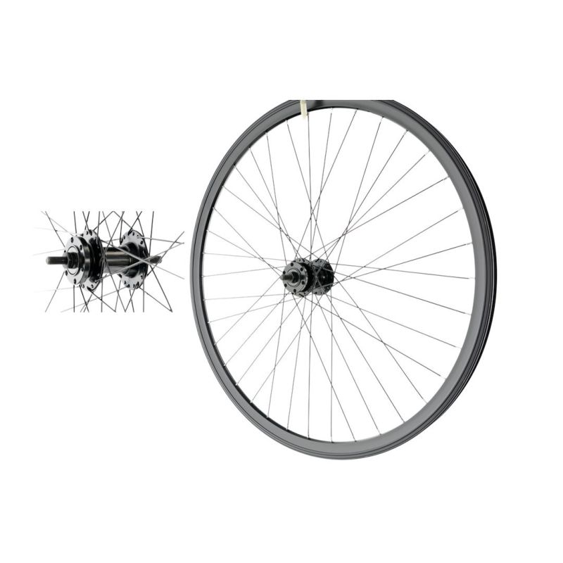 24" Front Wheel, Cone, 6-Bolt Disc, Black Rim/Black Hub