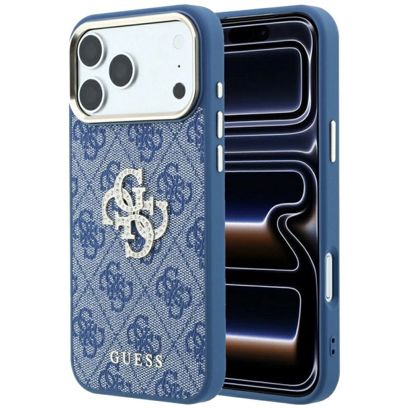 Guess 4G & Big Strass Logo Case for iPhone 18 Pro / 17 Pro - Blue