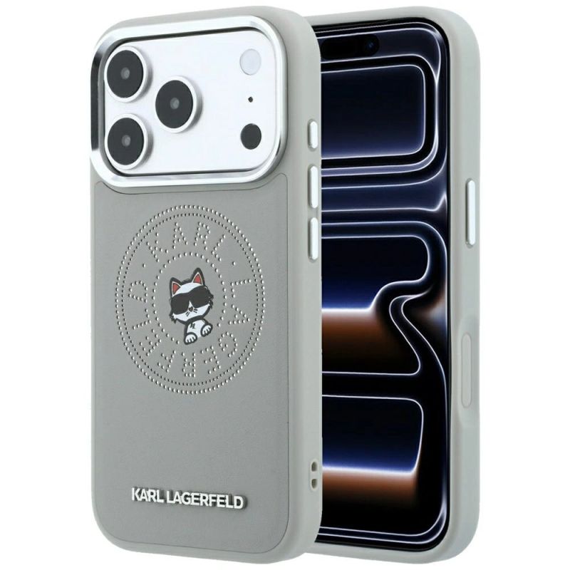 Karl Lagerfeld Point & Choupette Sketch MagSafe Case for iPhone 18 Pro Max / 17 Pro Max - Gray