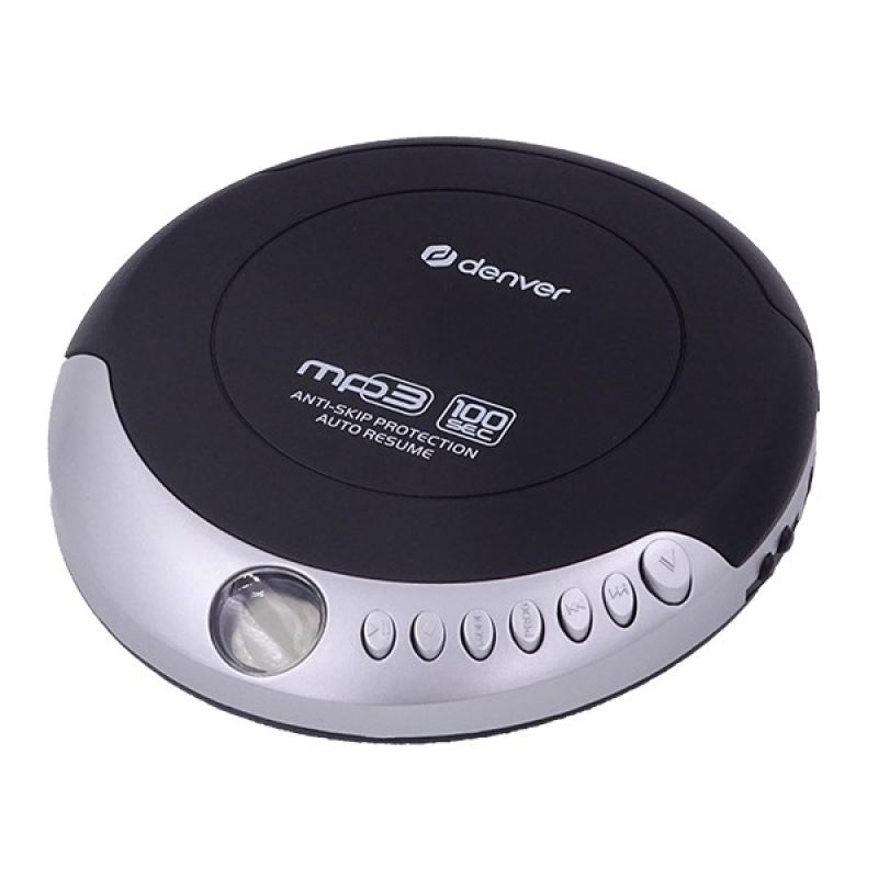 Discman with auto resume and anti-shock black and silver