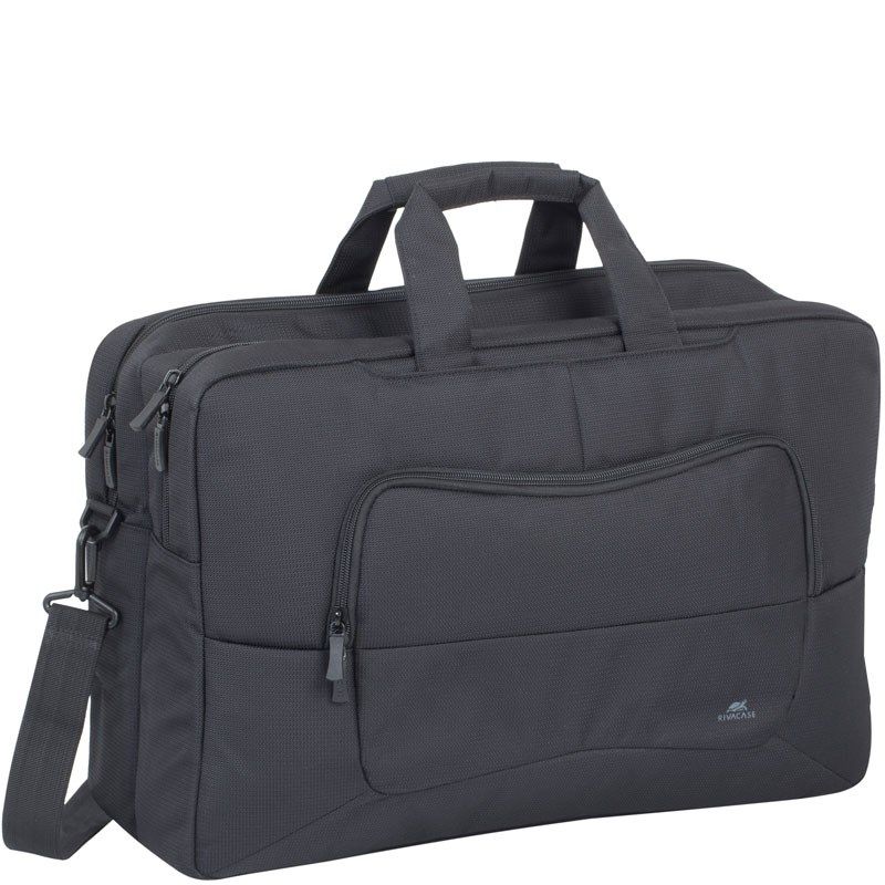 RIVACASE 17.3" TEGEL LAPTOP BAG, BLACK, WATER-RESISTANT MATERIAL, COMPARTMENTS FOR 10.1" TABLET, SMARTPHONE, DOCUMENTS AND ACCESSORIES