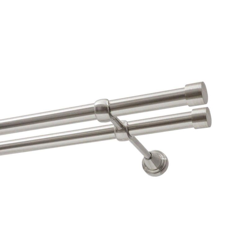 DOUBLE CURTAIN ROD Ø 19 MM STAINLESS STEEL EFFECT 200 CM LUNA KOWALSKI