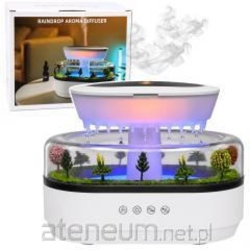 Air Humidifier and Aroma Diffuser with Rain Effect, LED Light and Power Adapter