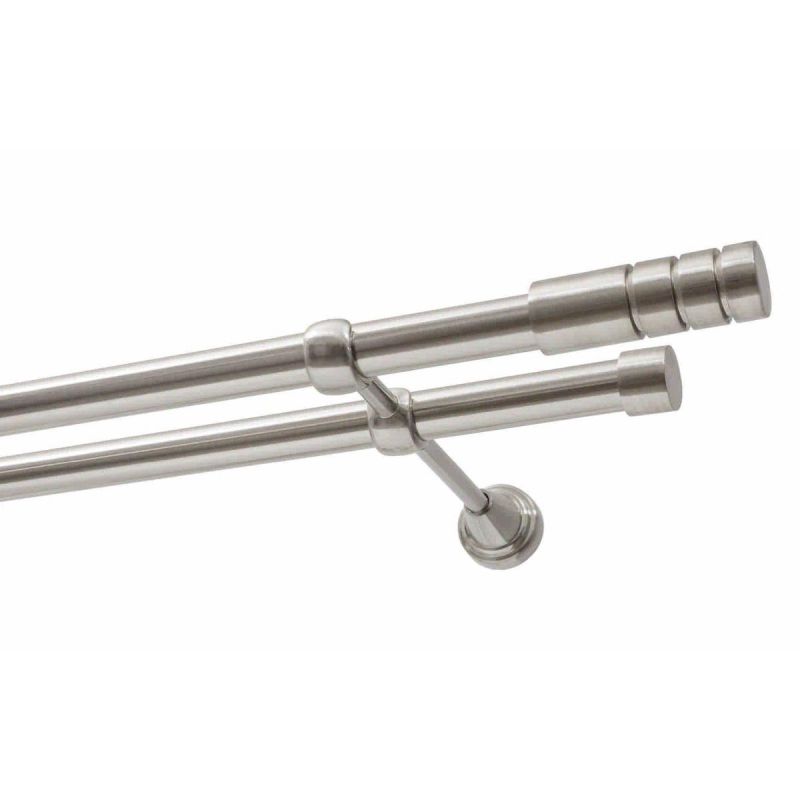 Double Curtain Rod Ø 19 mm, Stainless Steel Effect, 320 cm, TECHNO KOWALSKI