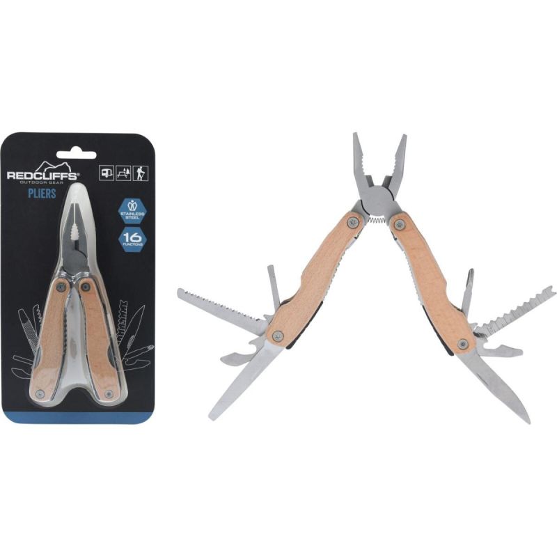 SURVIVAL TOURIST KIT 16-IN-1 COMBINATION PLIERS WOODEN
