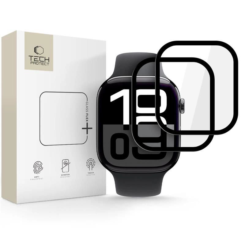 Tech-Protect Glass Flex+ Hybrid Glass 2-pack for Apple Watch 10 46mm - Black
