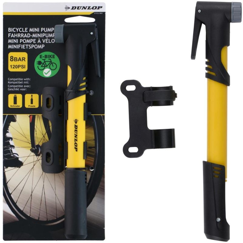 DUNLOP MINI BIKE PUMP 120psi (8bar) YELLOW
