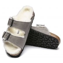 Birkenstock Ciabatte Arizona Shearling Stone Coin women's/men's insulated, suede with lambswool, narrow