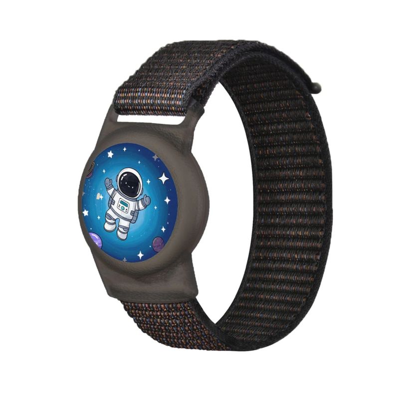 Apple AirTag Kids Nylon Wrist Strap Case - with Astronaut and Black Strap