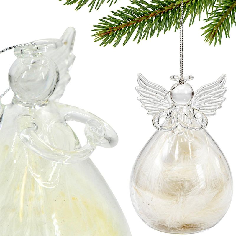 MOULDED GLASS BAUBLE ANGEL 11 CM SASKA GIFT & DECOR