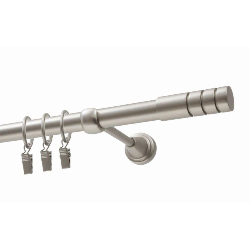 Single Curtain Pole Ø 19 mm Satin Chrome 400 cm TECHNO with Rings KOWALSKI