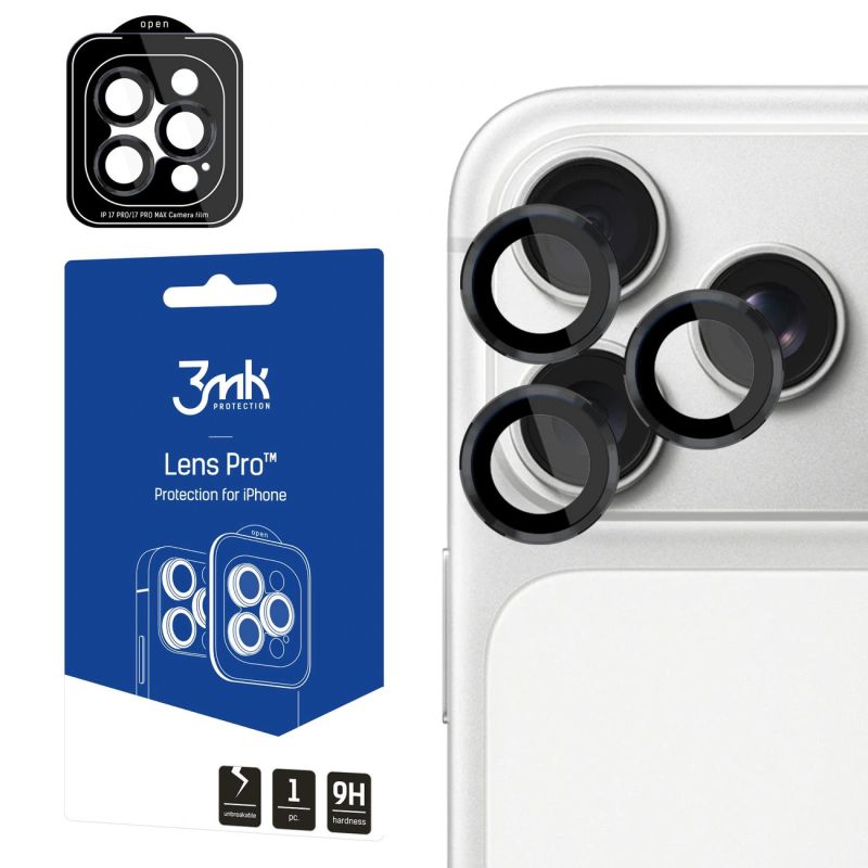 3mk Lens Protection Pro Camera Lens Glass for Apple iPhone 17 Pro /17 Pro Max - Black