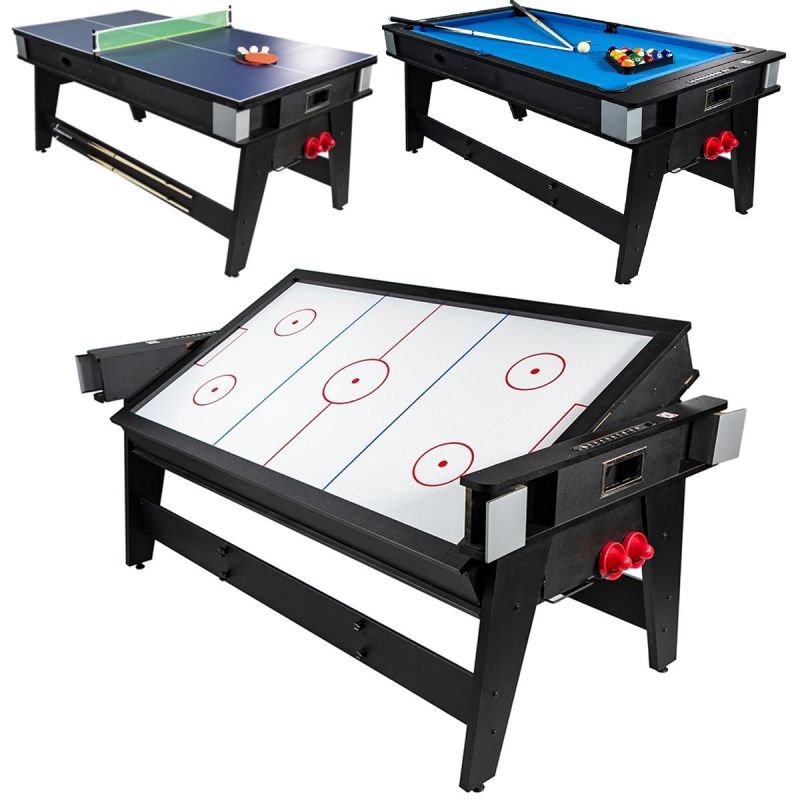 4-IN-1 MULTIGAMING TABLE BILLIARDS TABLE TENNIS HOOK-UP DINING TABLE 189x94.1x81.3CM ENERO