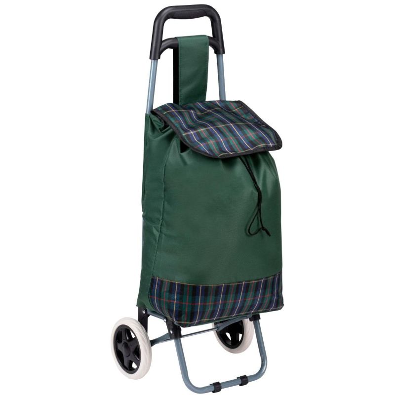 SHOPPING TROLLEY BAG ON WHEELS WITH FRAME 31L GREEN